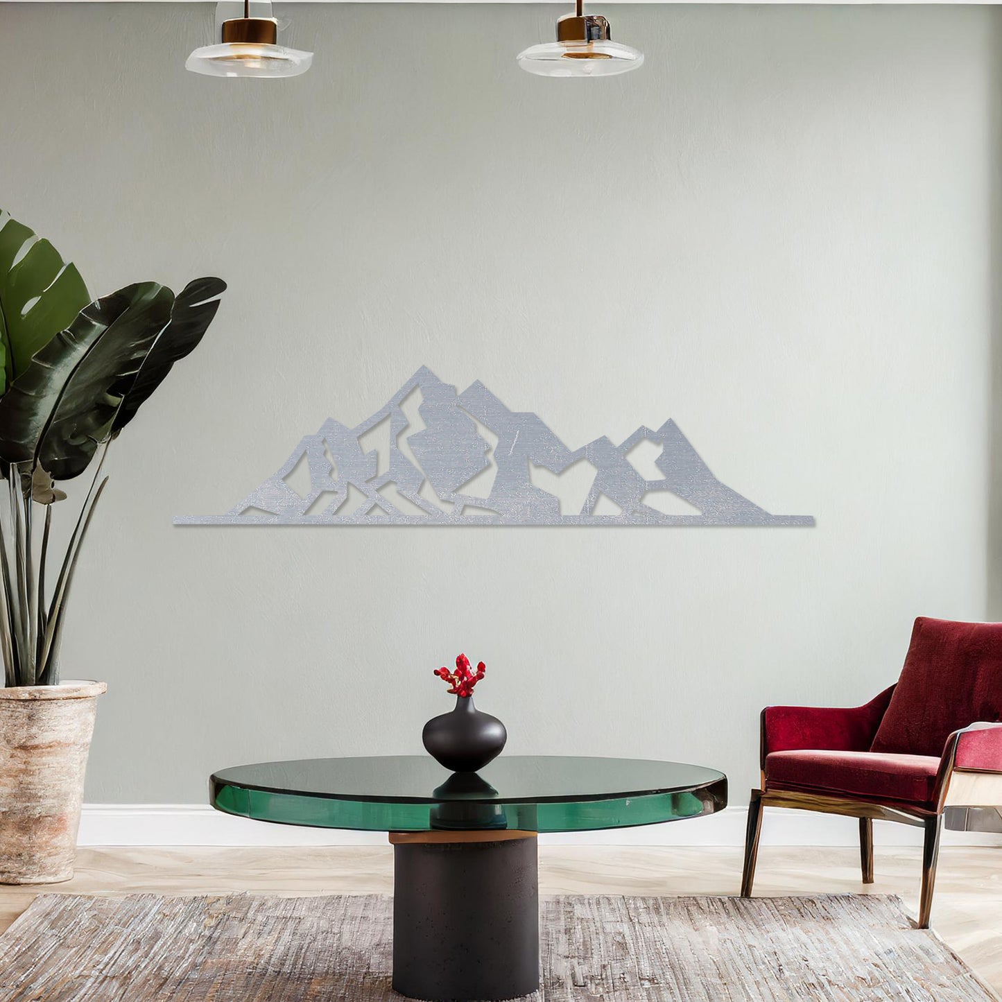 Minimalist Mountain Range Wooden Wall Art - Geometric Alpine Room Decor