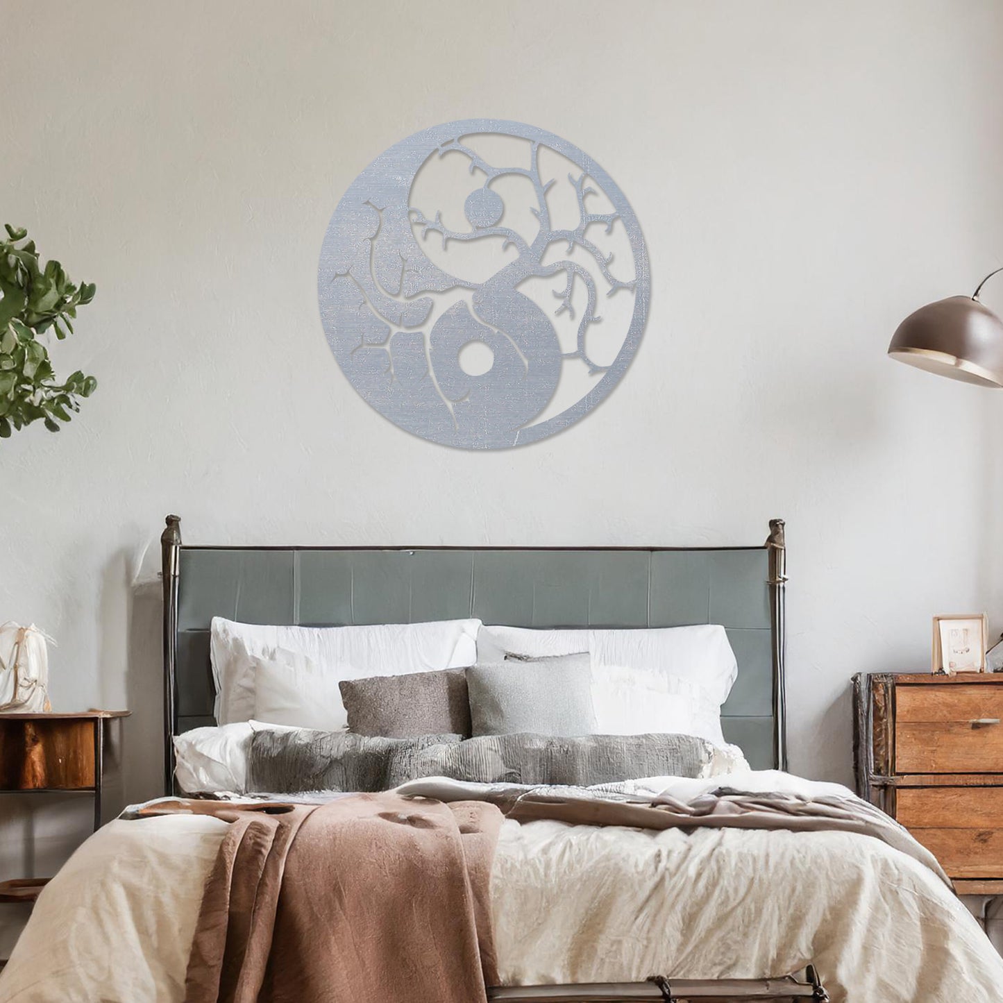 Yin Yang Tree of Life Circular Wooden Wall Art - Yoga Studio Decor