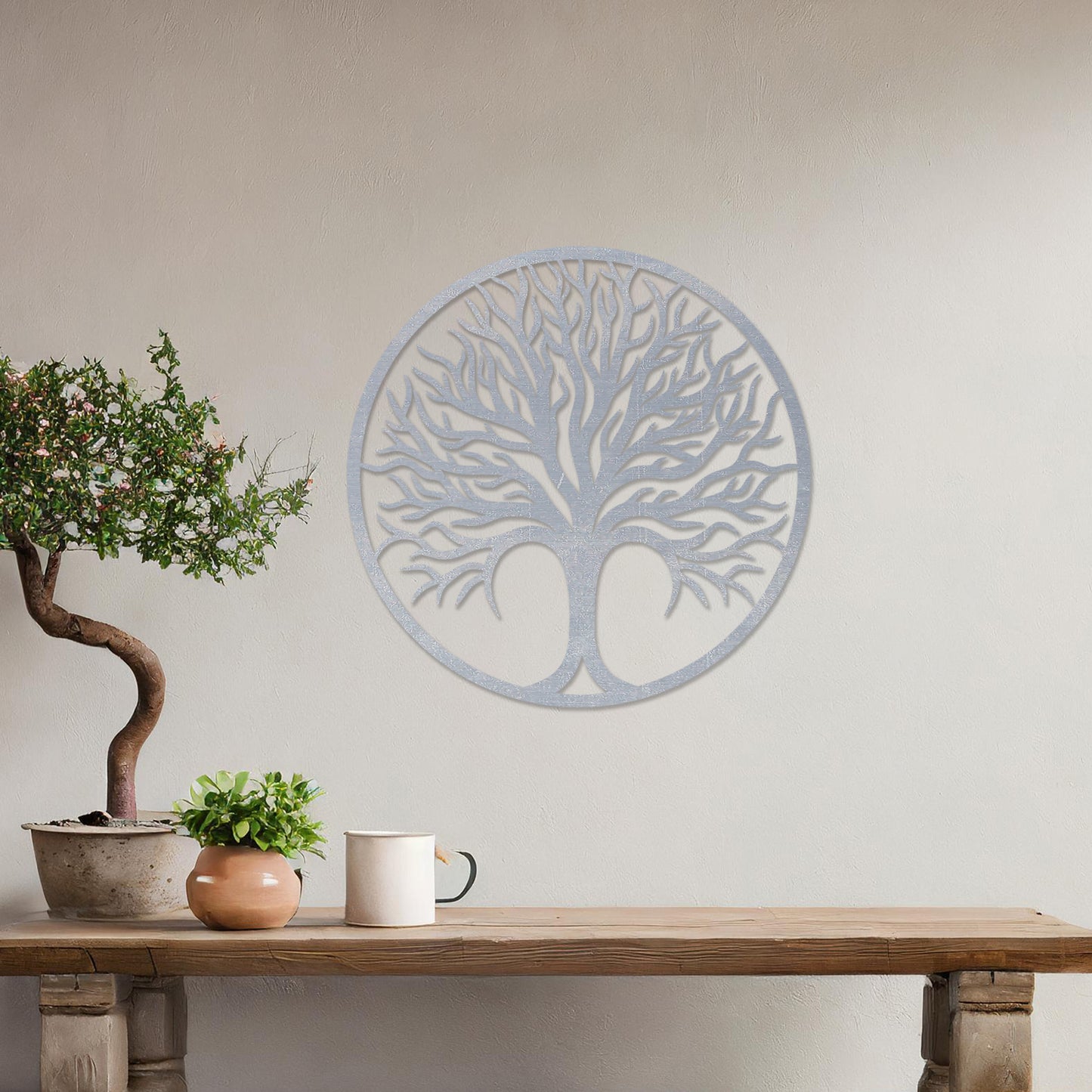 Circular Tree of Life Wooden Wall Sculpture - Rustic Elegance Wall Art