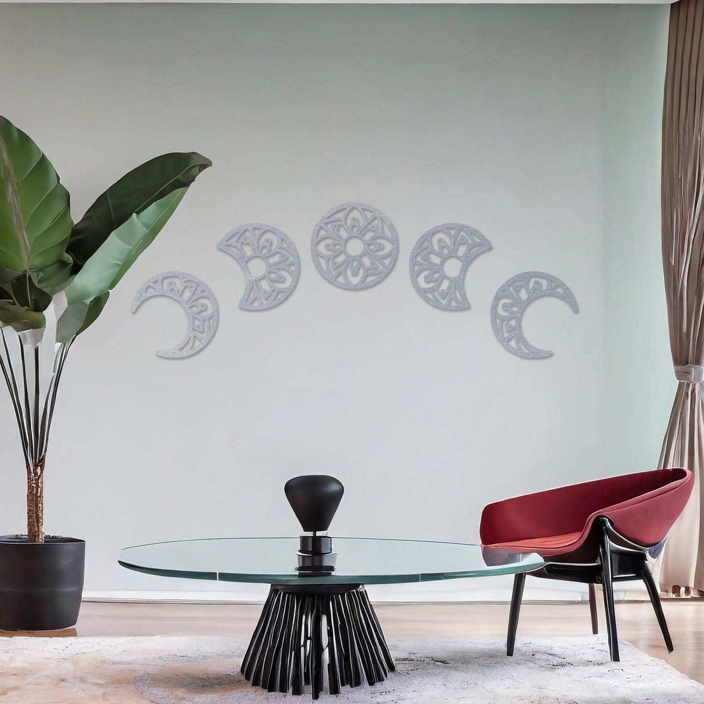 Mandala Moon Phases Wooden Wall Art - Spiritual Lunar Design for Living Room