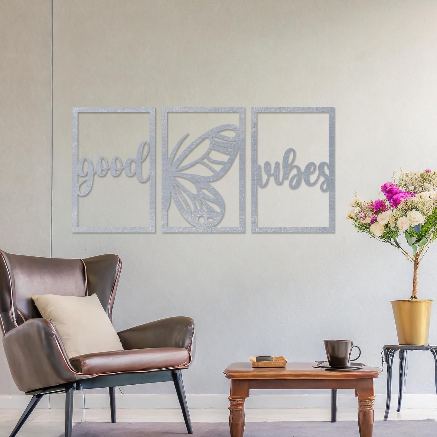 Butterfly Wooden Panels - Uplifting 3 Piece Hanging Wall Art Set, Inspirational Art