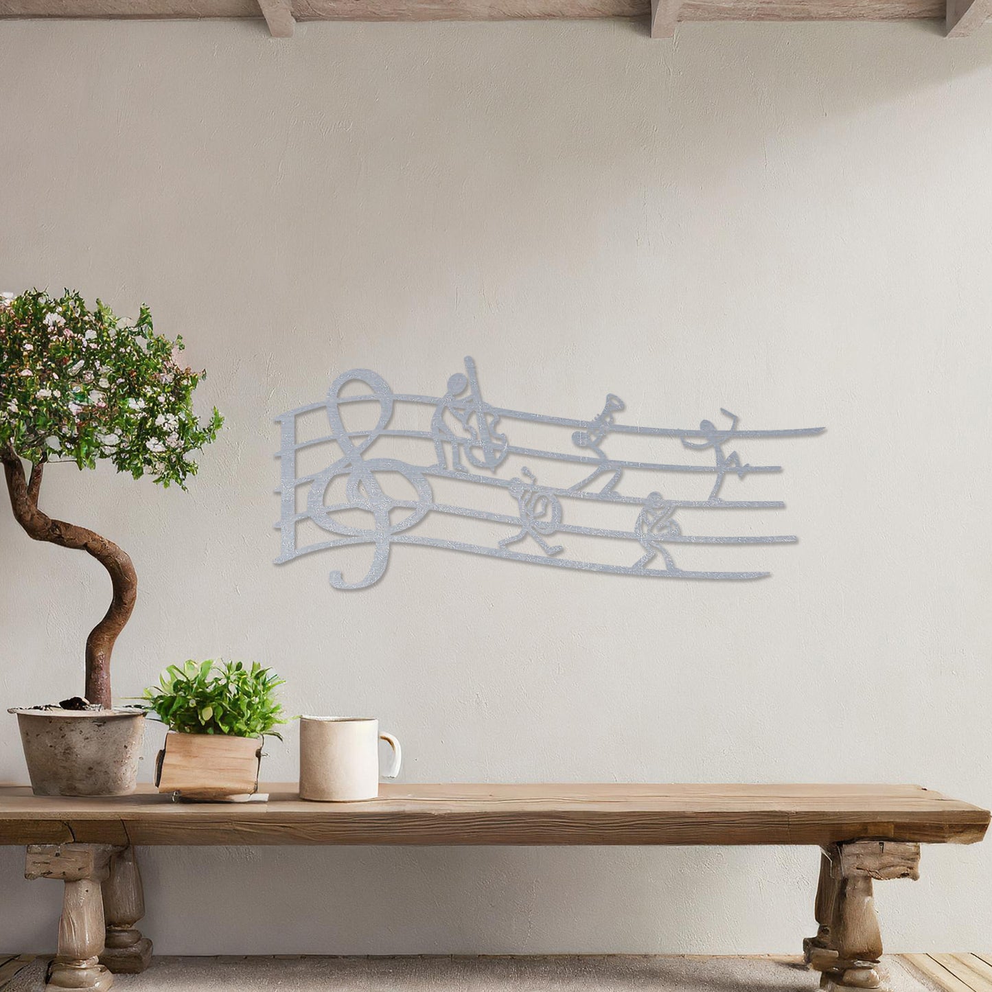 Laser Cut Musical Notes Wooden Wall Art - Unique Treble Clef Design