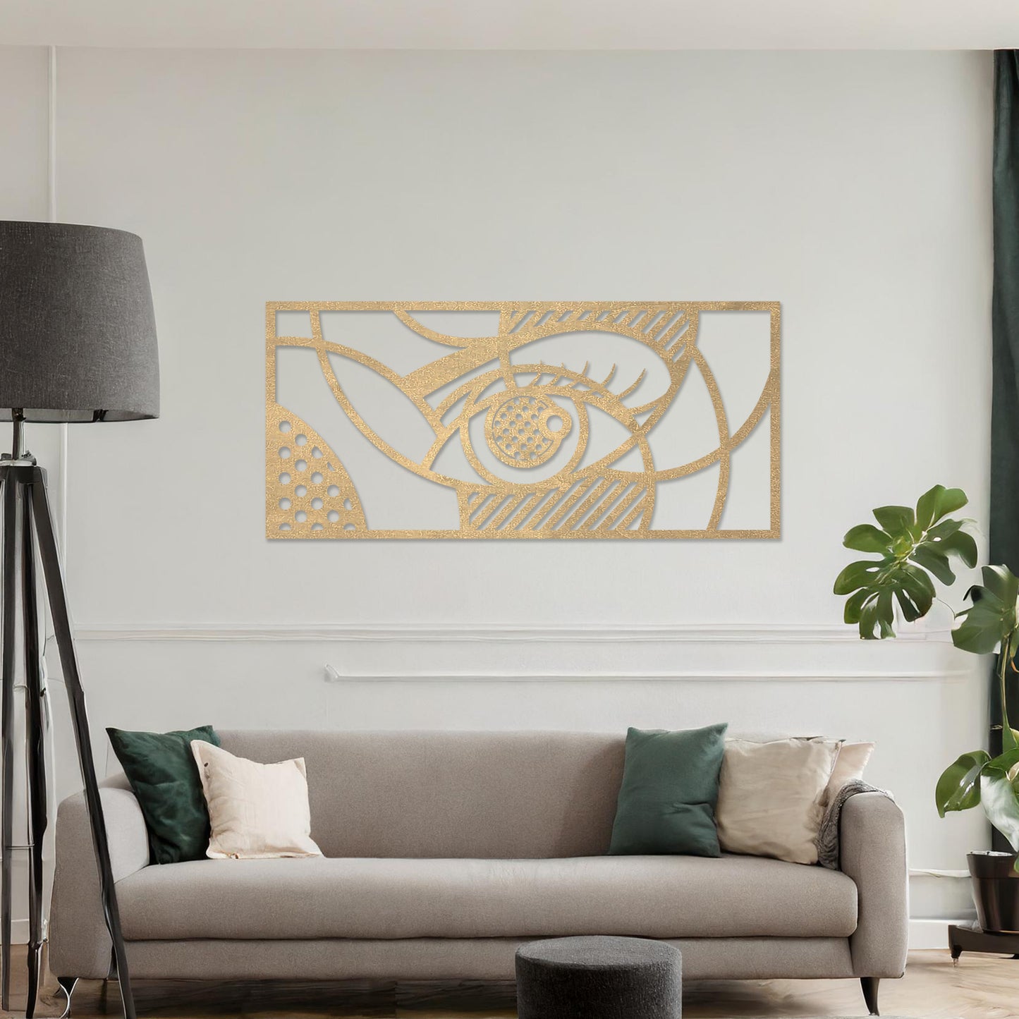 Contemporary Abstract Eye Wooden Wall Hanging Art - Geometric Framed Decor