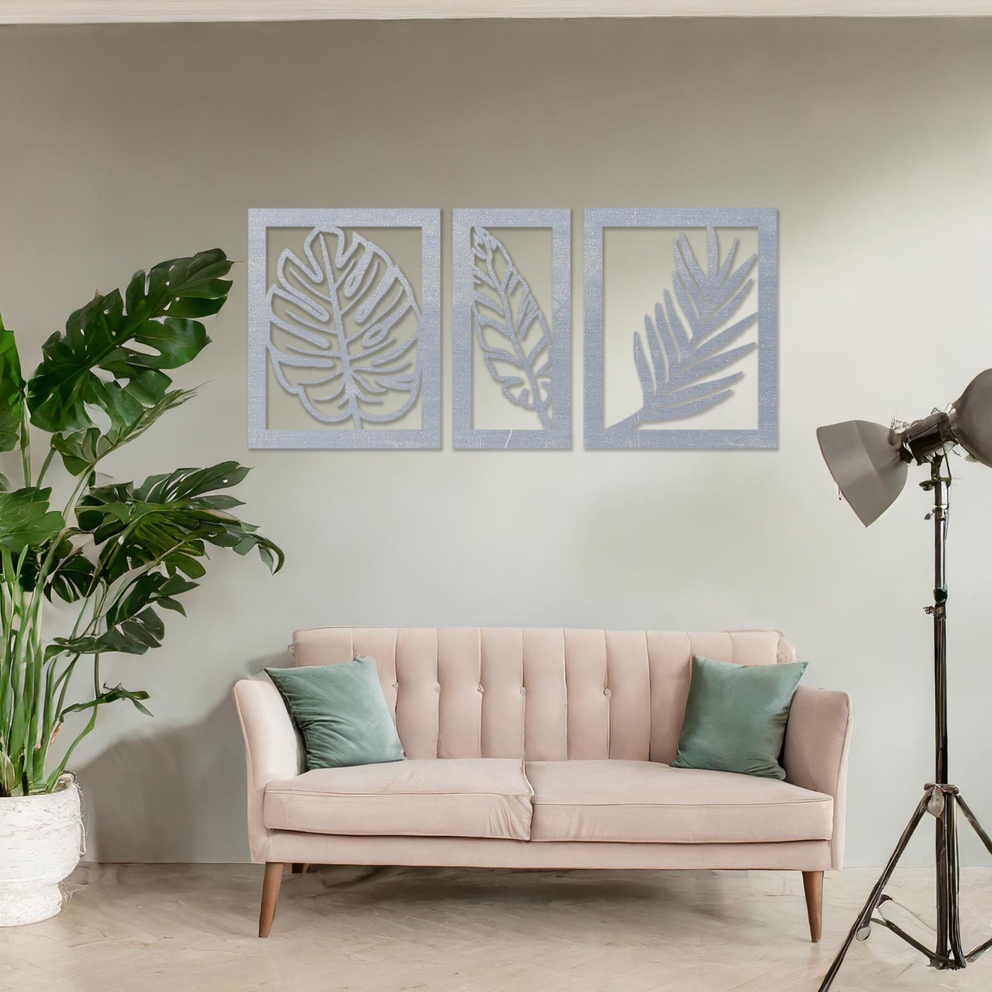 Wooden Leaves Wall Art Decoration 3 Paneled Modern Leaves Home Decor